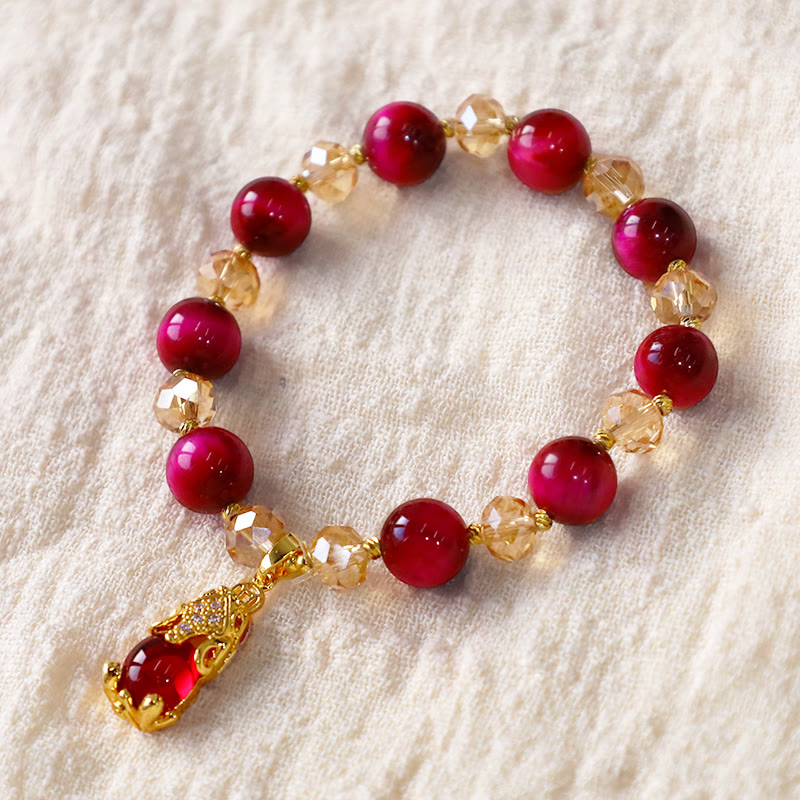 Buddha Stones Red Tiger Eye PiXiu Fox Protection Self Confidence Bracelet - image 9