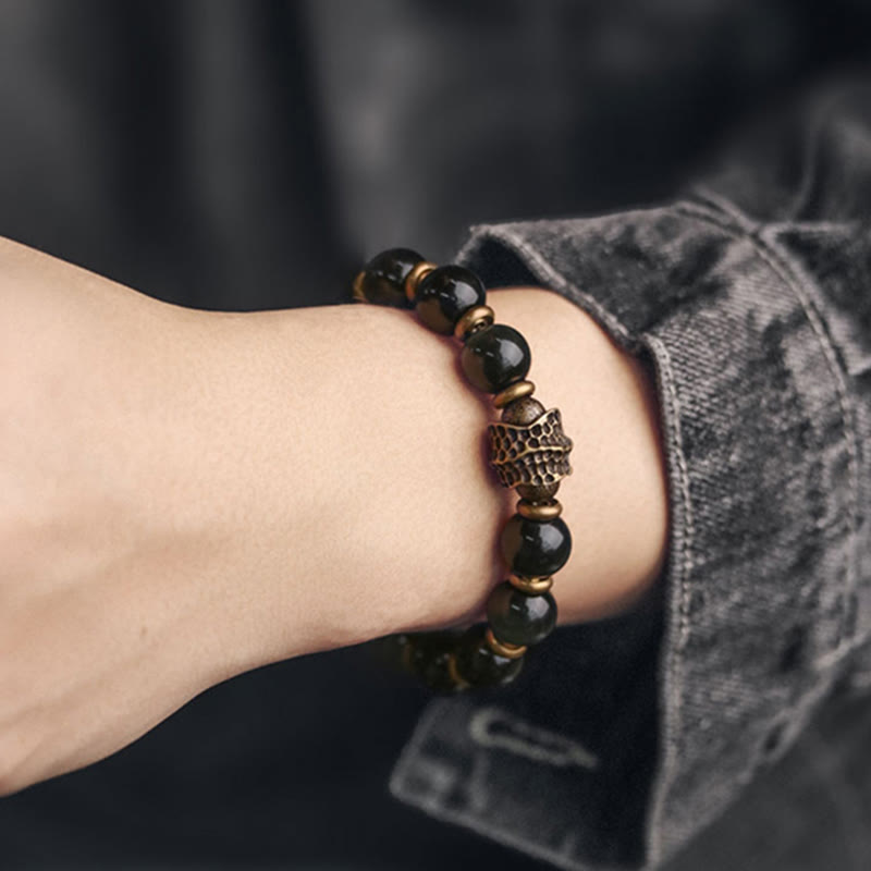 Buddha Stones Rainbow Obsidian Copper Love Healing Bracelet - image 8
