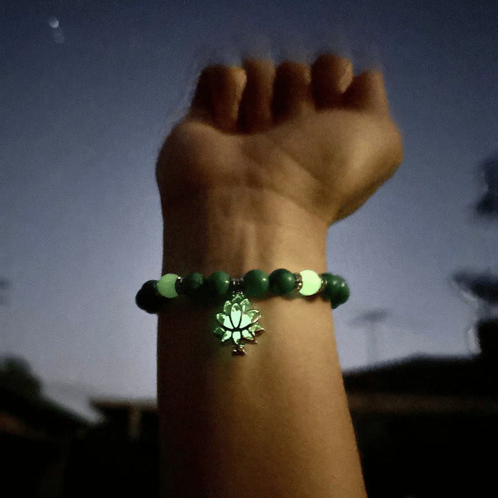 Buddha Stones Tibetan Turquoise Glowstone Luminous Bead Lotus Protection Bracelet - image 21