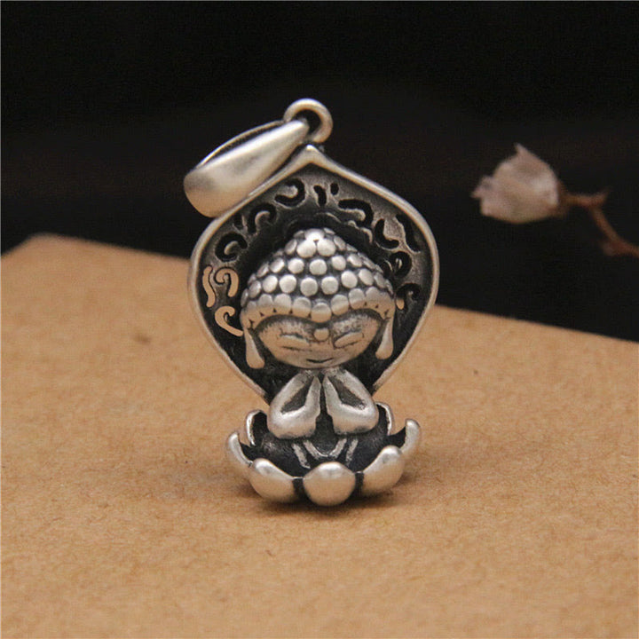 Buddha Stones 999 Sterling Silver Meditation Buddha Lotus Serenity Necklace Pendant - image 3