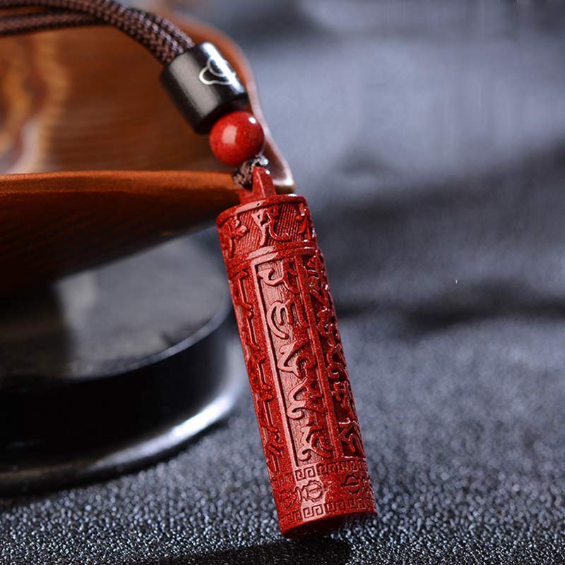 Buddha Stones Tibetan Cinnabar Mantra Concentration String Necklace - Cinnabar - image 0