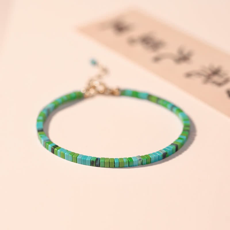 Buddha Stones Turquoise Beaded Friendship Strength Chain Bracelet - Light Green - image 4