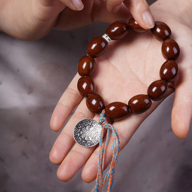 Buddha Stones Tibetan Natural Purple Gold Rat OM Chinese Zodiac Nine Palaces Eight Diagrams Charm Wealth Bracelet - image 5