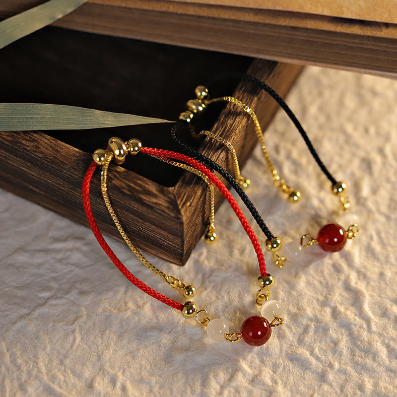 Buddha Stones Red Agate Cat Eye Braided String Confidence Bracelet - image 1