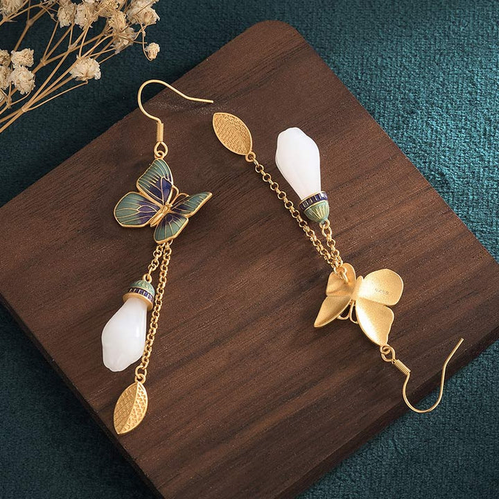Buddha Stones FengShui White Jade Fortune Earrings - image 4