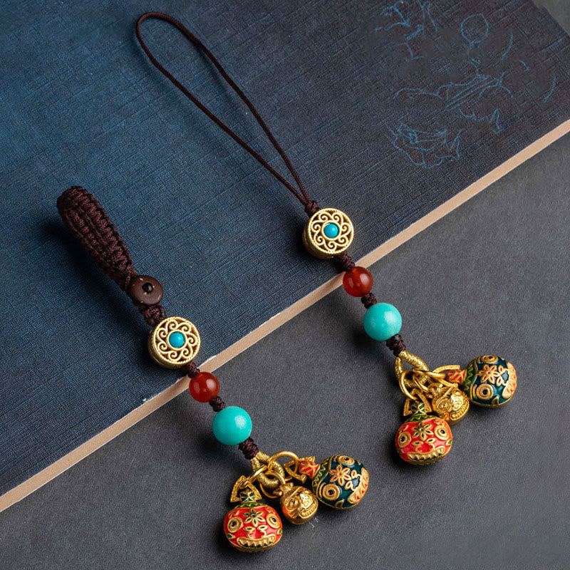 Buddha Stones Gold Swallowing Beast Family Luck Car Key Chain Phone Hanging Decoration - image 0