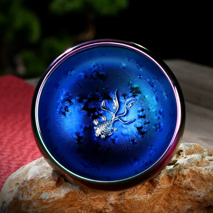 Buddha Stones Lotus Dragon Phoenix Koi Fish Peacock Chinese Jianzhan Inlaid Kiln Change Ceramic Teacup Kung Fu Tea Cup - Koi Fish 8cm*6cm*150ml - image 7
