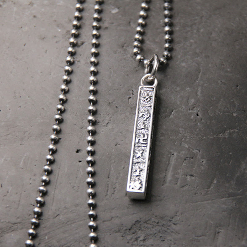 Buddha Stones 925 Sterling Silver Tibetan Om Mani Padme Hum Buddha Swastika Symbol Wisdom Necklace Pendant - image 2