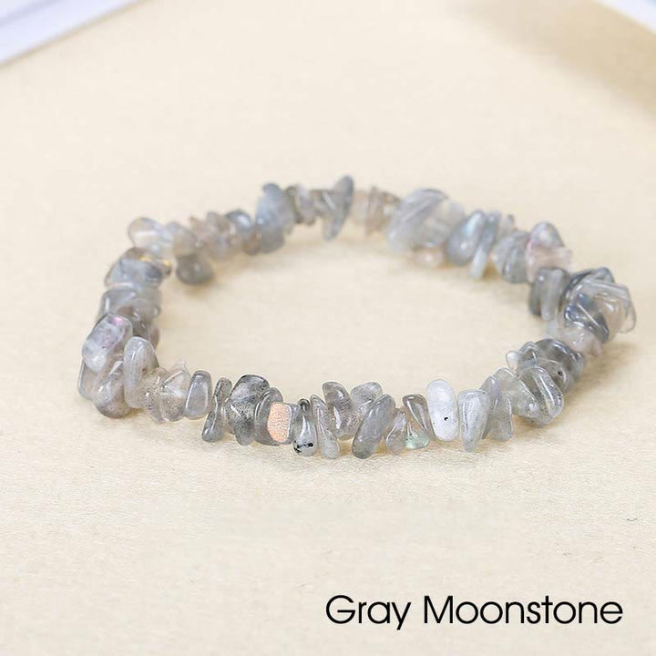 Natural Irregular Shape Crystal Stone Warmth Soothing Bracelet - Gray Moonstone - image 35