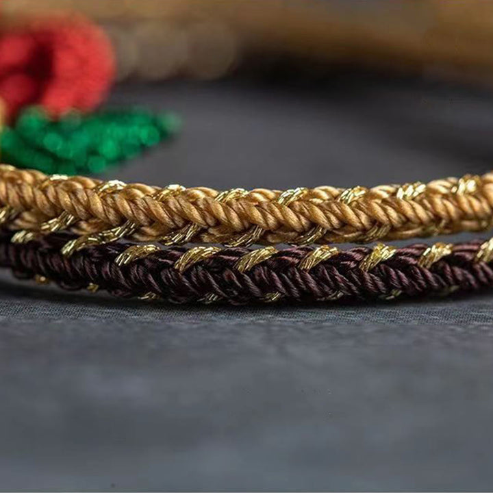 Buddha Stones Rose Flower Rope Eight Thread Peace Knot Luck Handmade Bracelet - image 3