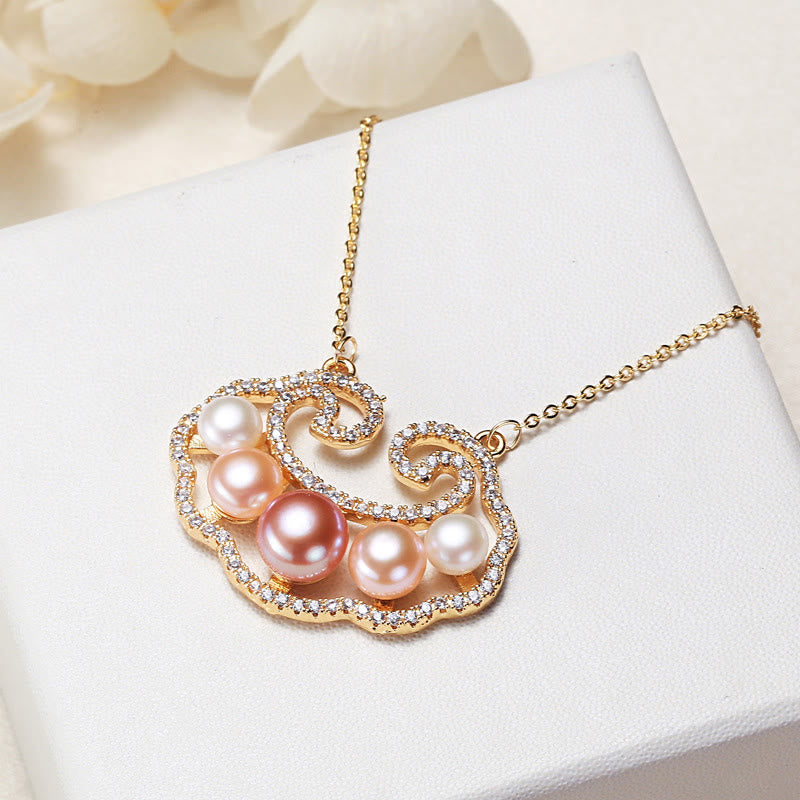 Buddha Stones 18K Gold Plated Natural Pearl Chinese Lock Charm Sincerity Necklace Pendant - Chinese Lock Charm 3.3*2.5cm - image 8