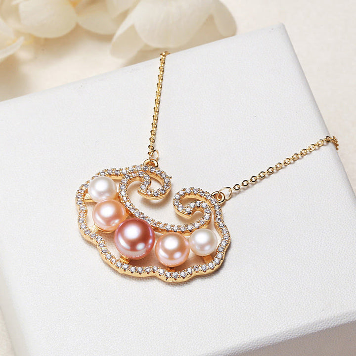 Buddha Stones 18K Gold Plated Natural Pearl Chinese Lock Charm Sincerity Necklace Pendant - Chinese Lock Charm 3.3*2.5cm - image 8