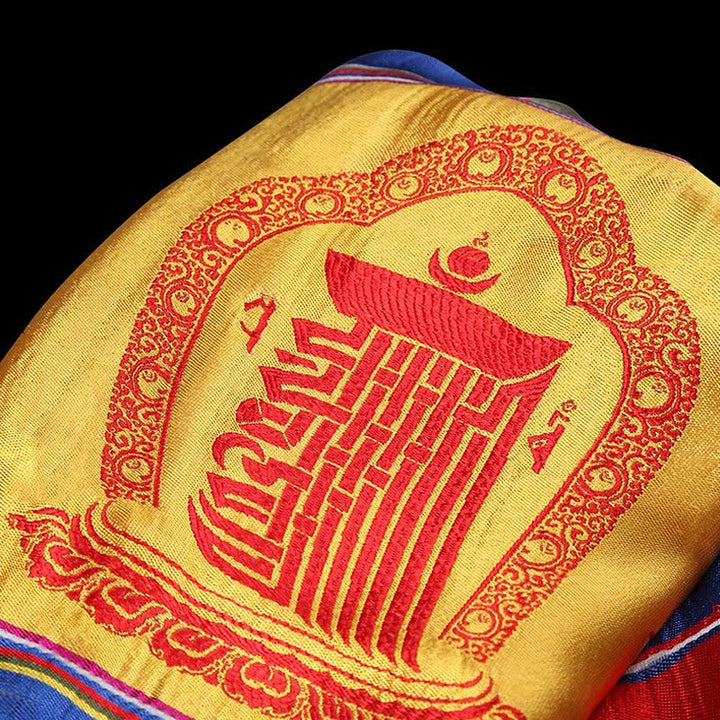 Tibetan Lucky Blessing Multicolored Lotus Mantra Jacquard Khata Decoration - image 4
