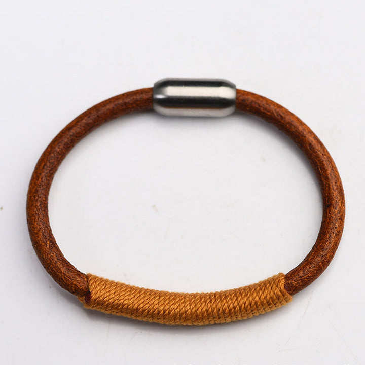 Buddha Stones Tibetan Leather Handmade Five Elements Luck Braid String Buckle Bracelet - image 11