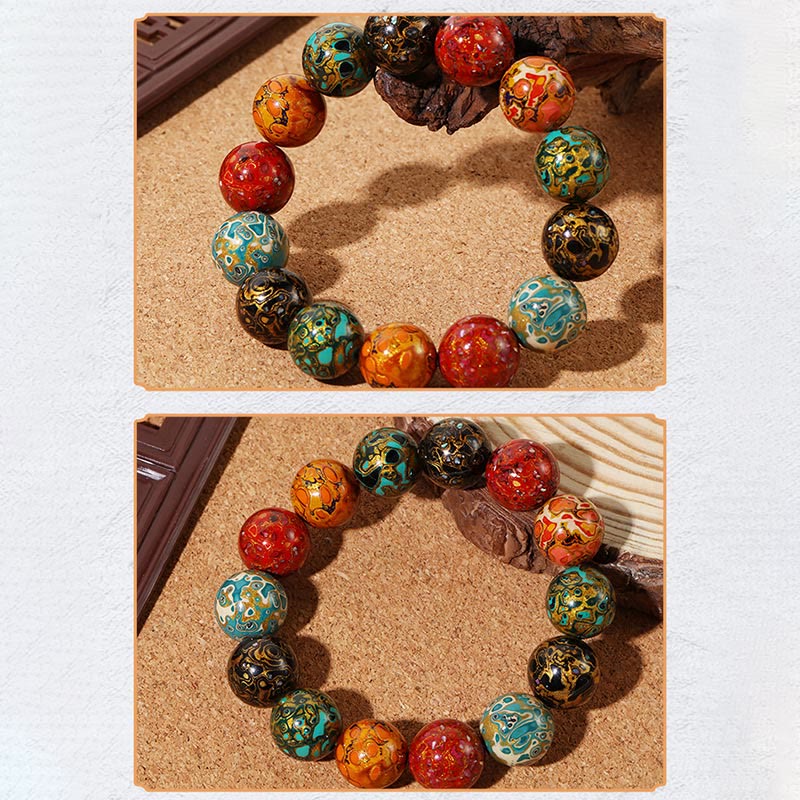 Buddha Stones Natural Multicolored Lacquer Beads Calm Bracelet - image 6