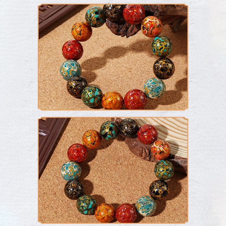 Buddha Stones Natural Multicolored Lacquer Beads Calm Bracelet - image 6