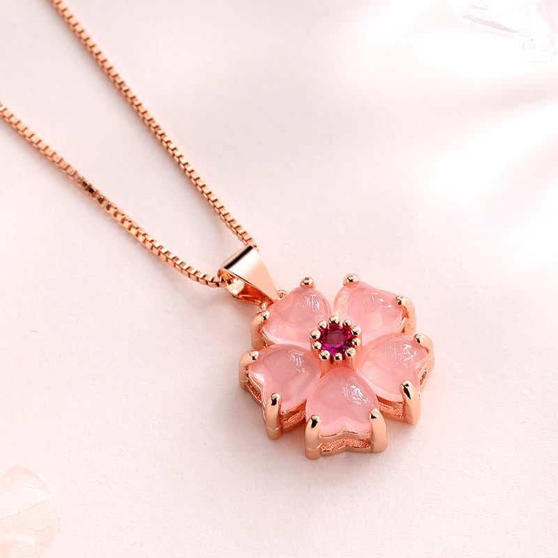 Buddha Stones Pink Crystal Love Heart Flower Soothing Necklace Pendant - image 2