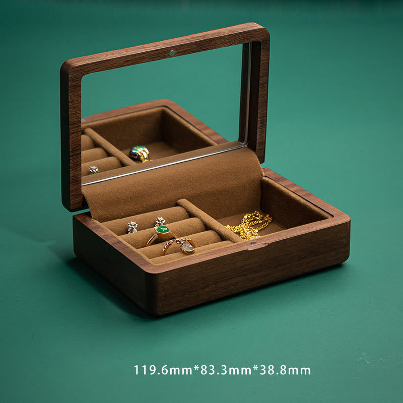 Vintage Handmade Black Walnut Wood Jewelry Storage Box With Mirror - image 18