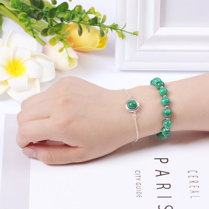 Buddha Stones Sun Stone Strawberry Quartz Crystal Positive Bracelet - Malachite - image 30
