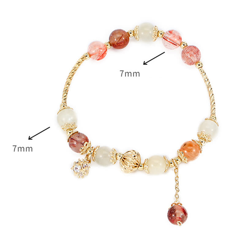 Buddha Stones Colorful Rutilated Quartz Cat Eye Zircon Auspiciousness Bead Bracelet - image 9
