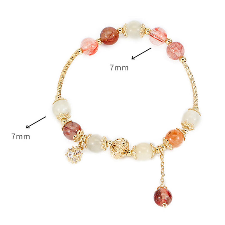 Buddha Stones Colorful Rutilated Quartz Cat Eye Zircon Auspiciousness Bead Bracelet - image 9
