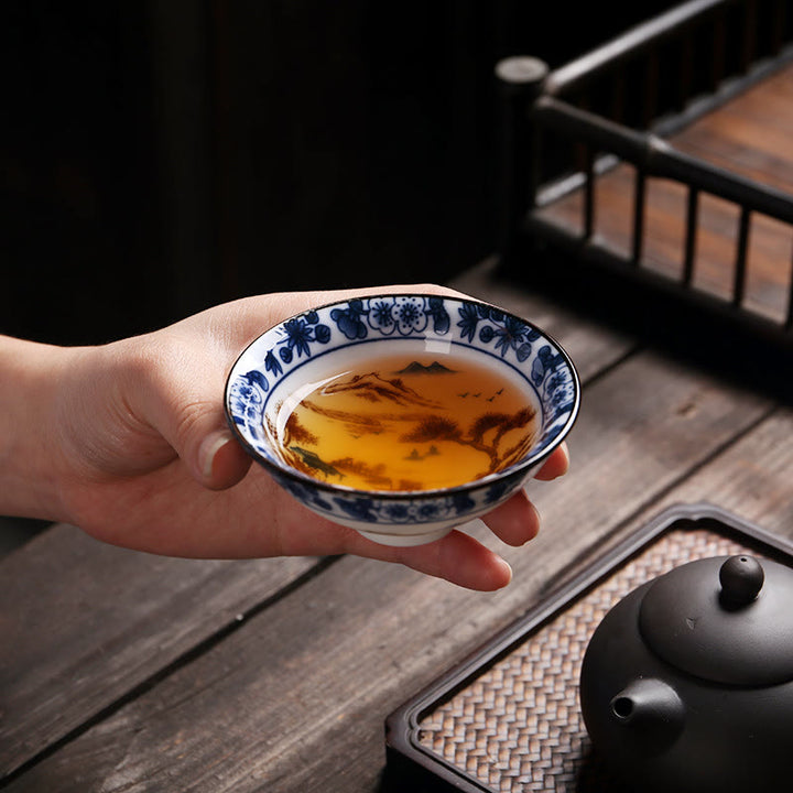 Buddha Stones Flowers Fu Character Mountains Lotus Cherry Blossoms Ceramic Teacup Kung Fu Tea Cup - image 11