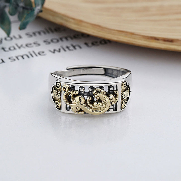 Buddha Stones 925 Sterling Silver PiXiu Luck Wealth Adjustable Ring - image 2