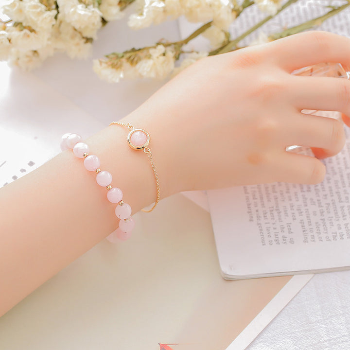 Buddha Stones Sun Stone Strawberry Quartz Crystal Positive Bracelet - Pink Crystal - image 10