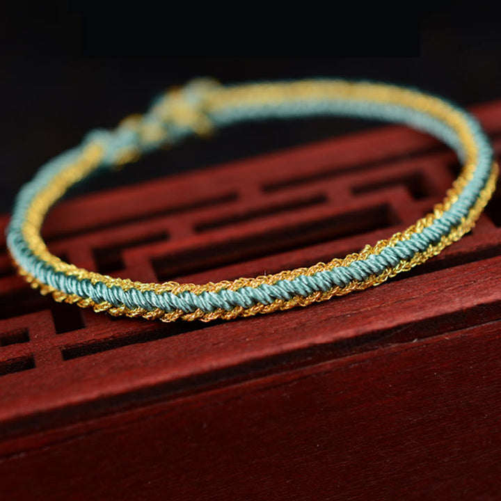 Buddha Stones Two-Color Rope Handcrafted Eight Thread Peace Knot Bracelet - image 5