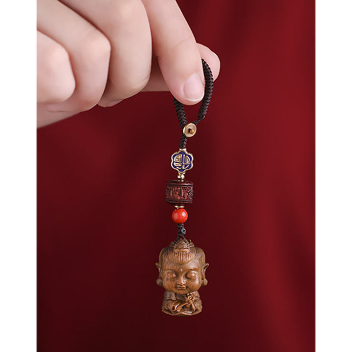 Chinese Zodiac Natal Buddha Green Sandalwood Om Mani Padme Hum Peace Key Chain - image 7