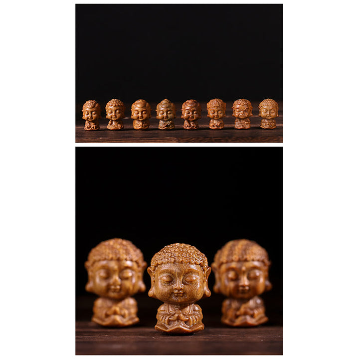 Chinese Zodiac Natal Buddha Green Sandalwood Lotus Engraved Positive Home Decoration - image 16