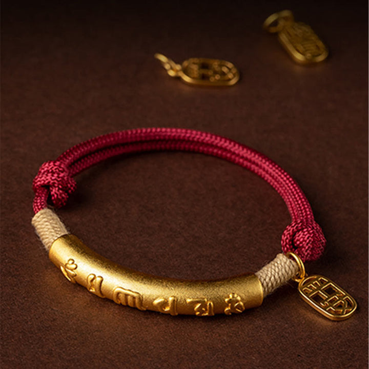 Buddha Stones 999 Sterling Silver Tibet Handmade Om Mani Padme Hum Fu Character TopRank Character Luck Braided Bracelet - image 8