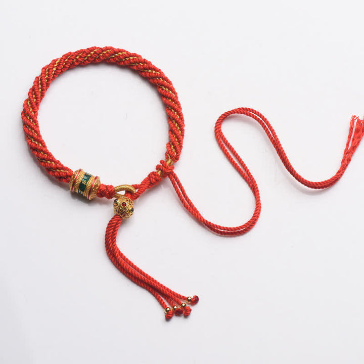 Buddha Stones Tibetan Handmade Luck Prayer Wheel Bead Charm Weave Colorful String Bracelet - image 7