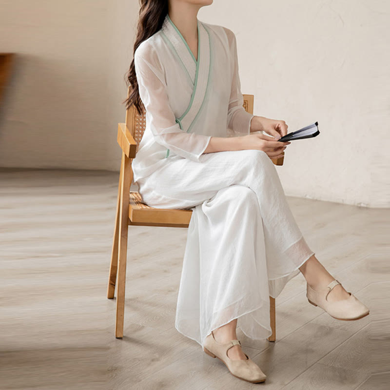 Buddha Stones Retro Prayer Zen Spiritual Meditation Practice Chiffon Clothing Women's Set - image 13