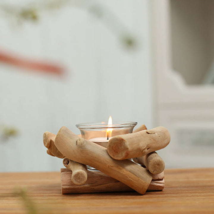 Buddha Stones Wood Candlestick Home Candle Holder Decoration - image 14
