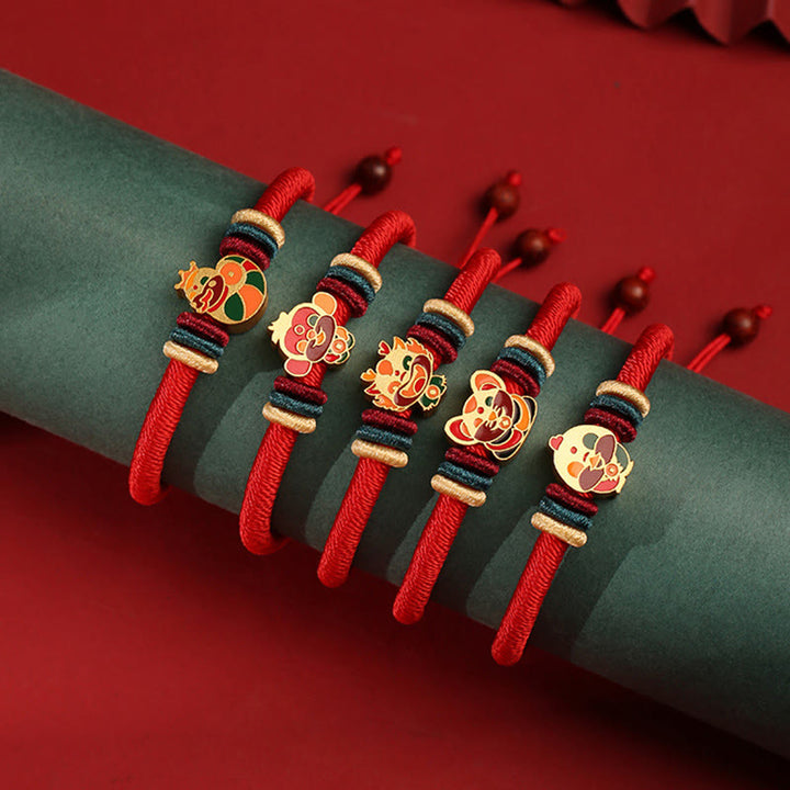 Buddha Stones Handmade 925 Sterling Silver Year of the Dragon Cute Chinese Zodiac Luck Braided Red Bracelet - image 21