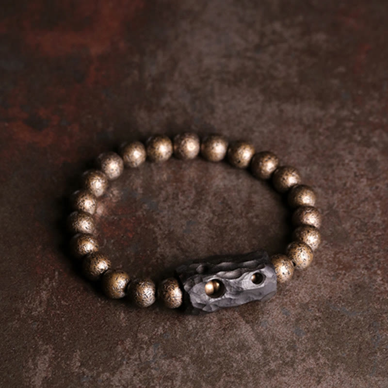 Buddha Stones Tibet Ebony Wood Copper Peace Balance Beaded Bracelet - image 8