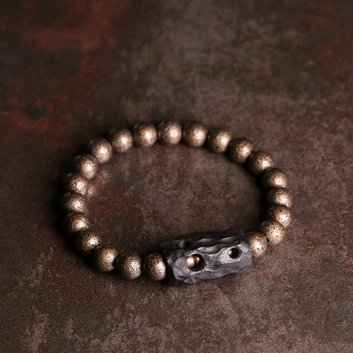 Buddha Stones Tibet Ebony Wood Copper Peace Balance Beaded Bracelet - image 8
