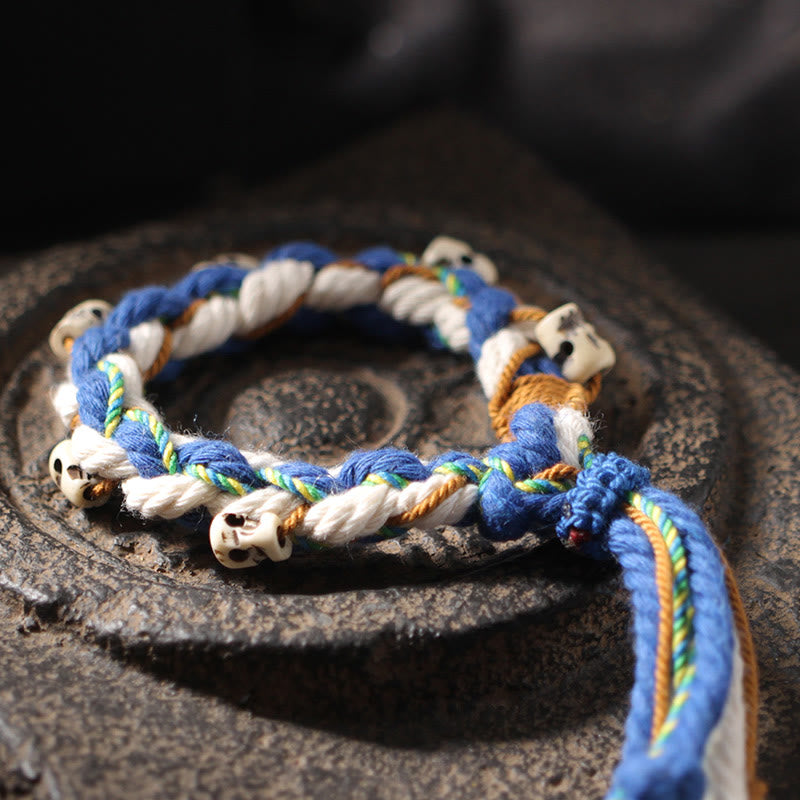 Buddha Stones Tibetan Zakiram Goddess of Wealth Bead Engraved Handmade Luck Bracelet - image 1