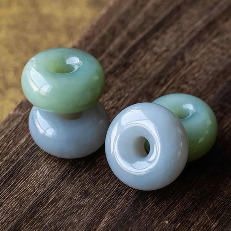 Buddha Stones Natural Round Jade Gray Jade Peace Buckle Luck Necklace Pendant - image 24
