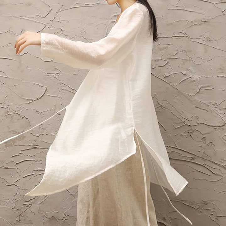 Buddha Stones Simple White Beige Pattern Meditation Spiritual Zen Practice Yoga Clothing Women's Clothes - image 4