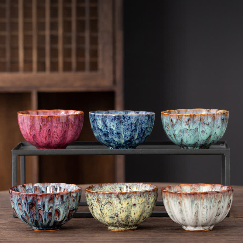 Buddha Stones Peach Blossom Pattern Ceramic Teacup Flower Tea Cups - image 15