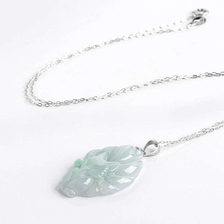 Buddha Stones 925 Sterling Silver Natural Jade Nine Tailed Fox Prosperity Necklace Pendant - image 4