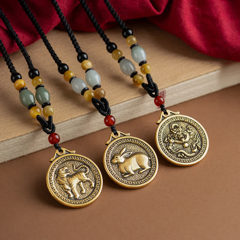 12 Chinese Zodiac Blessing Wealth Fortune Necklace Pendant - image 1