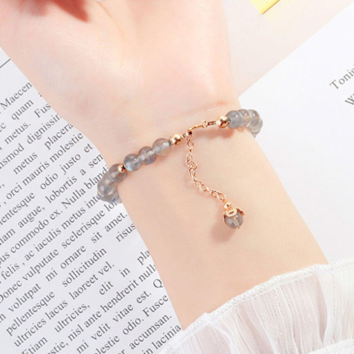 Buddha Stones Moonstone Strawberry Quartz PiXiu Healing Bracelet - image 3
