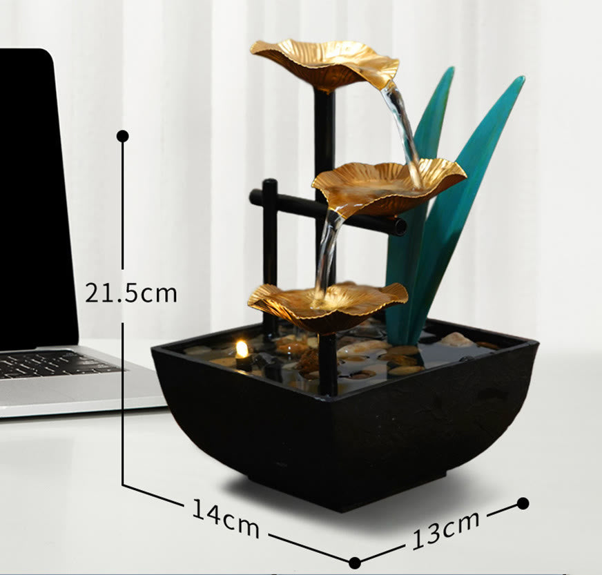 Buddha Stones Three Layers Waterfall Fountain Tabletop Lotus Ornaments With River Rocks Desktop Decoration - image 16
