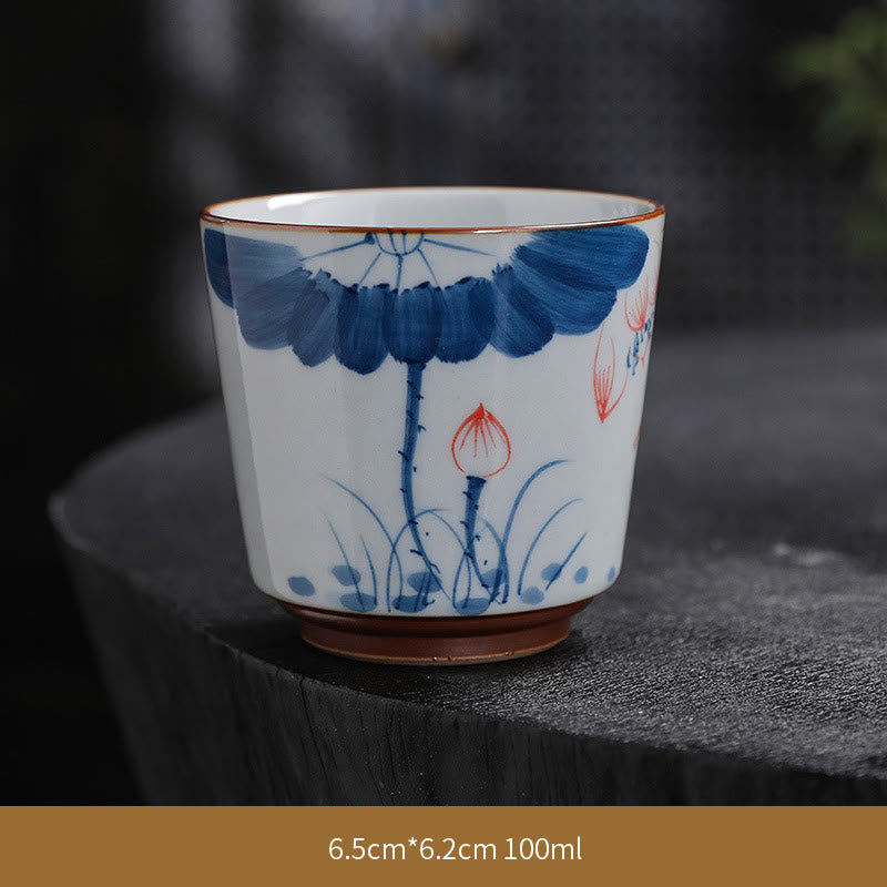Buddha Stones Lotus Flower Leaf Bamboo Ceramic Teacup Kung Fu Tea Cups - image 2
