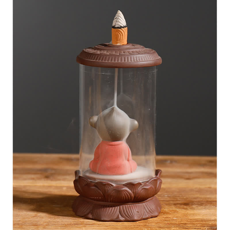Meditation Wukong Monkey King Purple Clay Windshield Lotus Backflow Smoke Fountain Incense Burner Decoration - image 11
