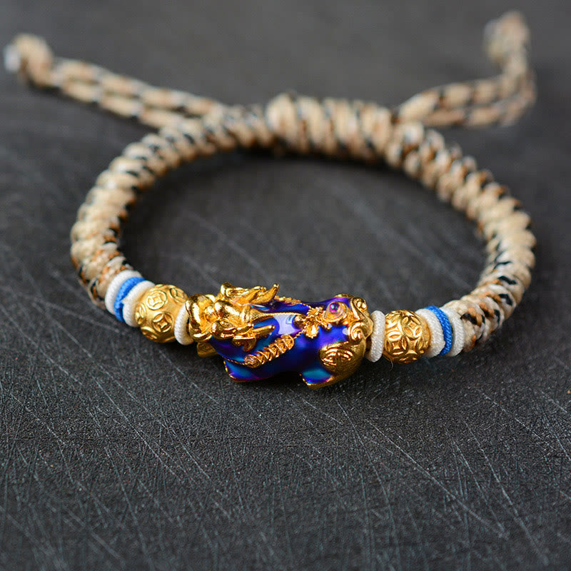 Buddha Stones Feng Shui PiXiu Color Change Copper Coin Beads Wealth String Bracelet - image 1