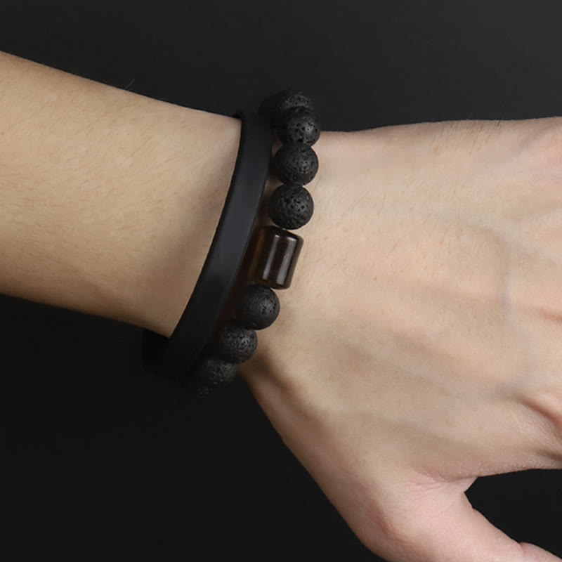Buddha Stones Lava Rock Ebony Wood Tiger Eye Healing Bracelet - image 13